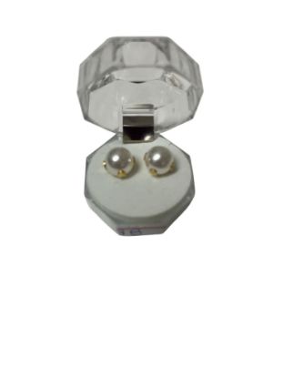 Imagen de Caravanas  perlas en acero quirúrgico